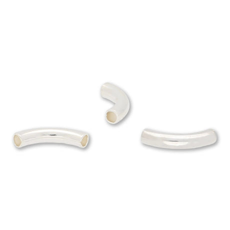 Gebogene Spacer Röhrchen – Silberfarben, 8mm (20 Stück) - PerlineBeads SA