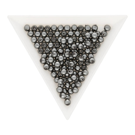 Glasperlen rund - 4 mm - Dark Grey - PerlineBeads SA