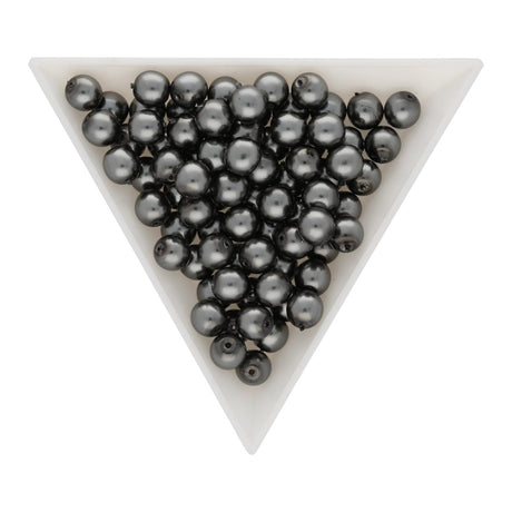 Glasperlen rund - 6 mm - Shiny Grey - PerlineBeads SA