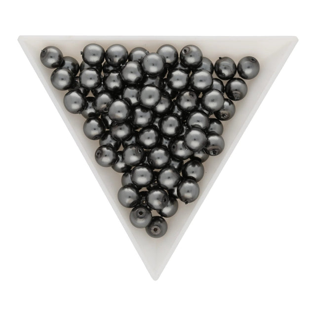 Glasperlen rund - 6 mm - Shiny Grey - PerlineBeads SA