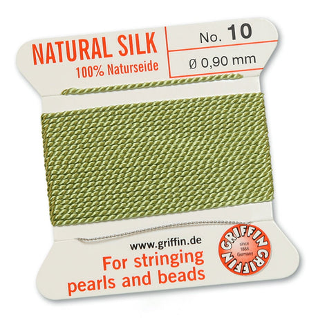 Griffin Perlseide – 100% Naturseide – No. 10 (0,90 mm) - Jadegrün - PerlineBeads SA