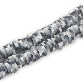 Heishi-Perlen aus Polymerpaste 6 mm – Black & White Mix - PerlineBeads