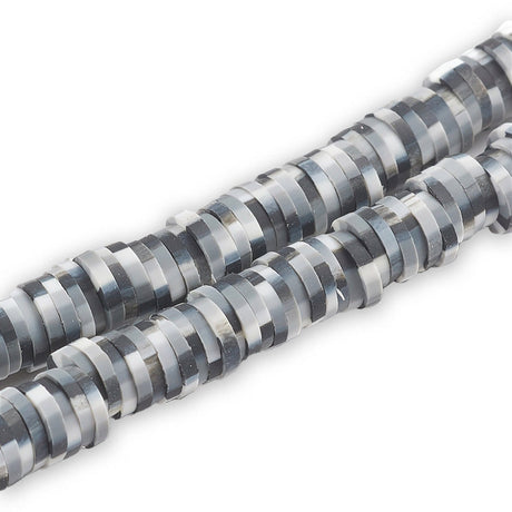 Heishi-Perlen aus Polymerpaste 6 mm – Black & White Mix - PerlineBeads