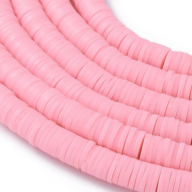 Heishi-Perlen aus Polymerpaste 6 mm – Pink - PerlineBeads