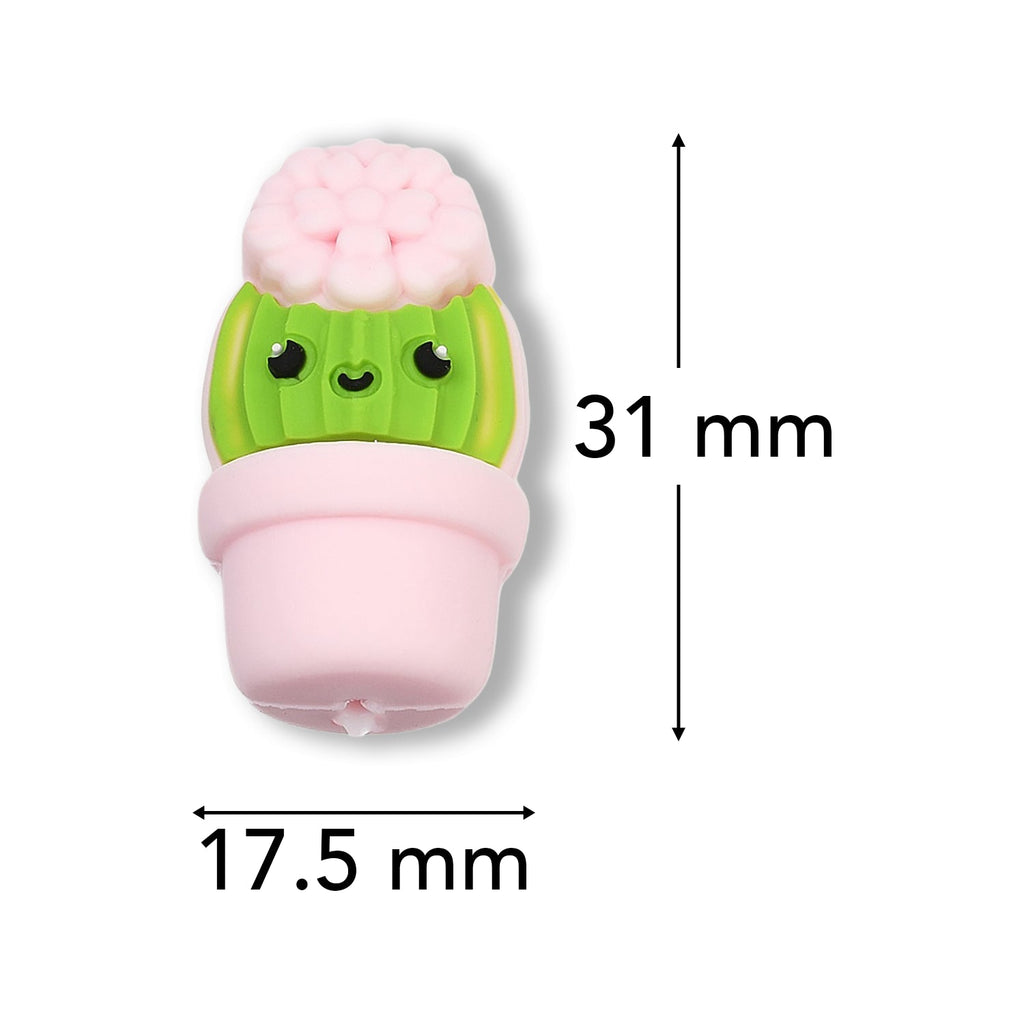 Kaktus Focal-Bead • 3D-Silikonperle im Blumentopf-Design - PerlineBeads SA