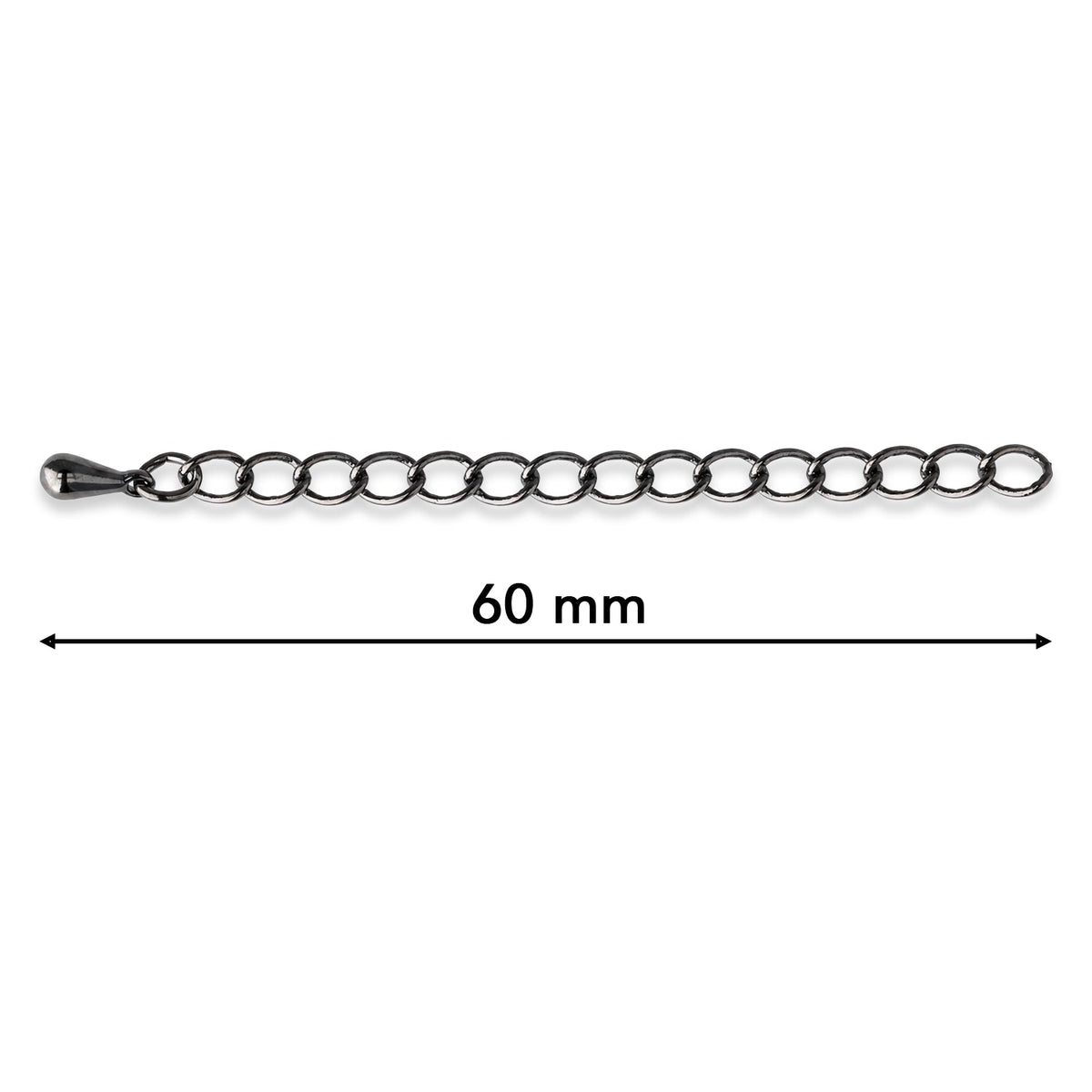 Kettenverlängerung 60 mm – Gunmetal - PerlineBeads SA