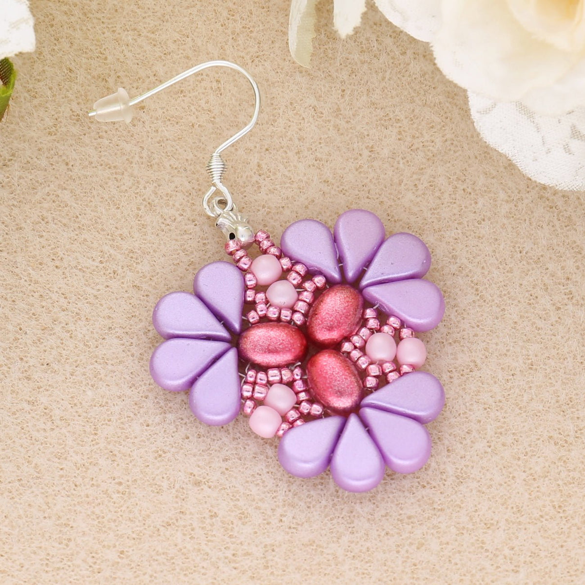 Kit für Ohrringe “Sakura” par Puca® - Violett - PerlineBeads SA