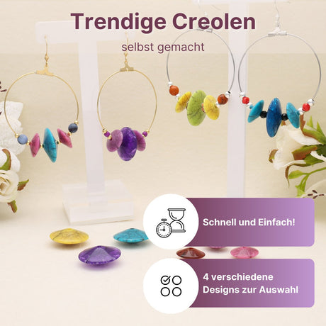 Kit für Creolen “Easy Elegance" - Silber/Grün - PerlineBeads SA