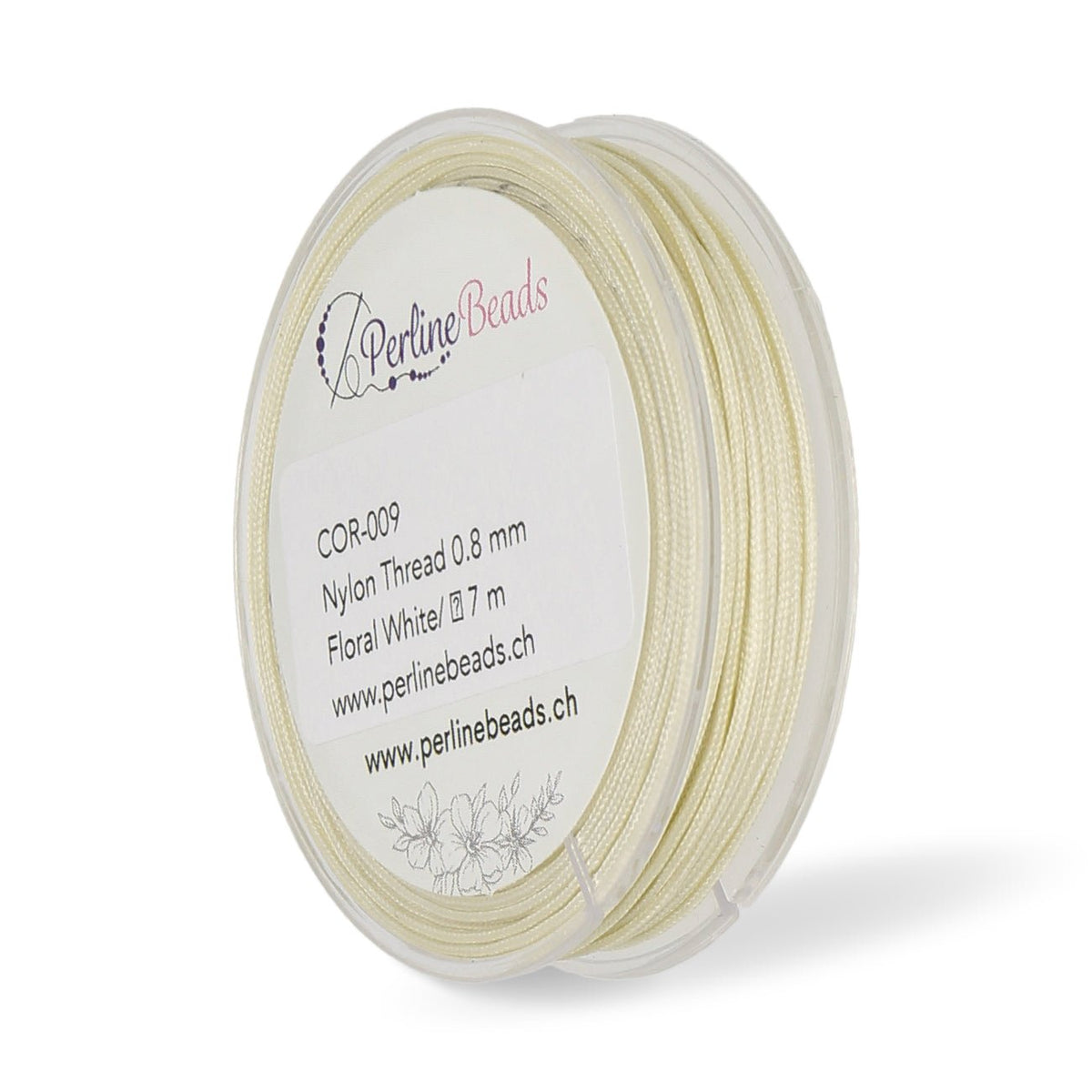 Kordel aus Nylon 0.8 mm - Floral White - PerlineBeads SA