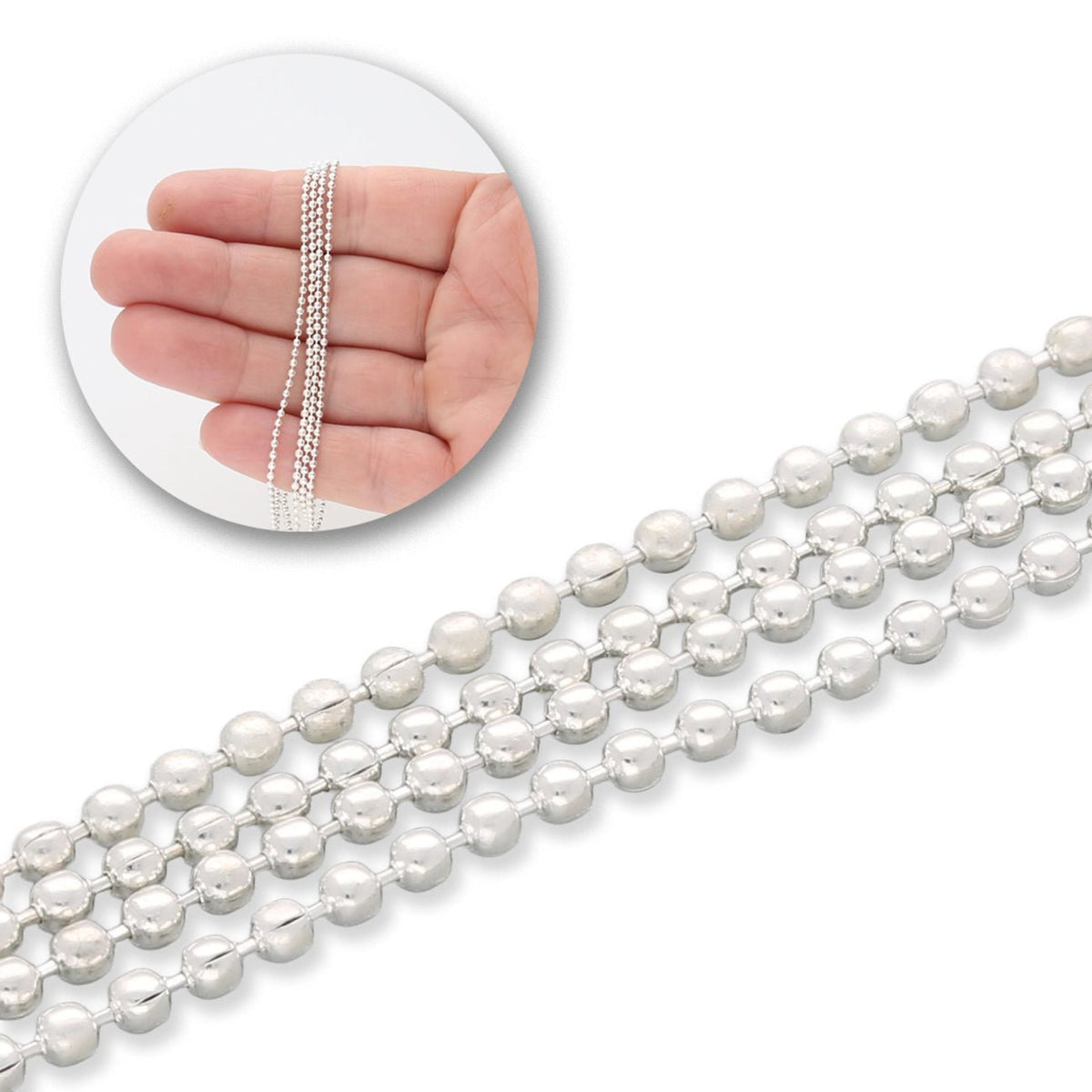 Kugelkette 1.5 mm – Farbe Silber - PerlineBeads SA