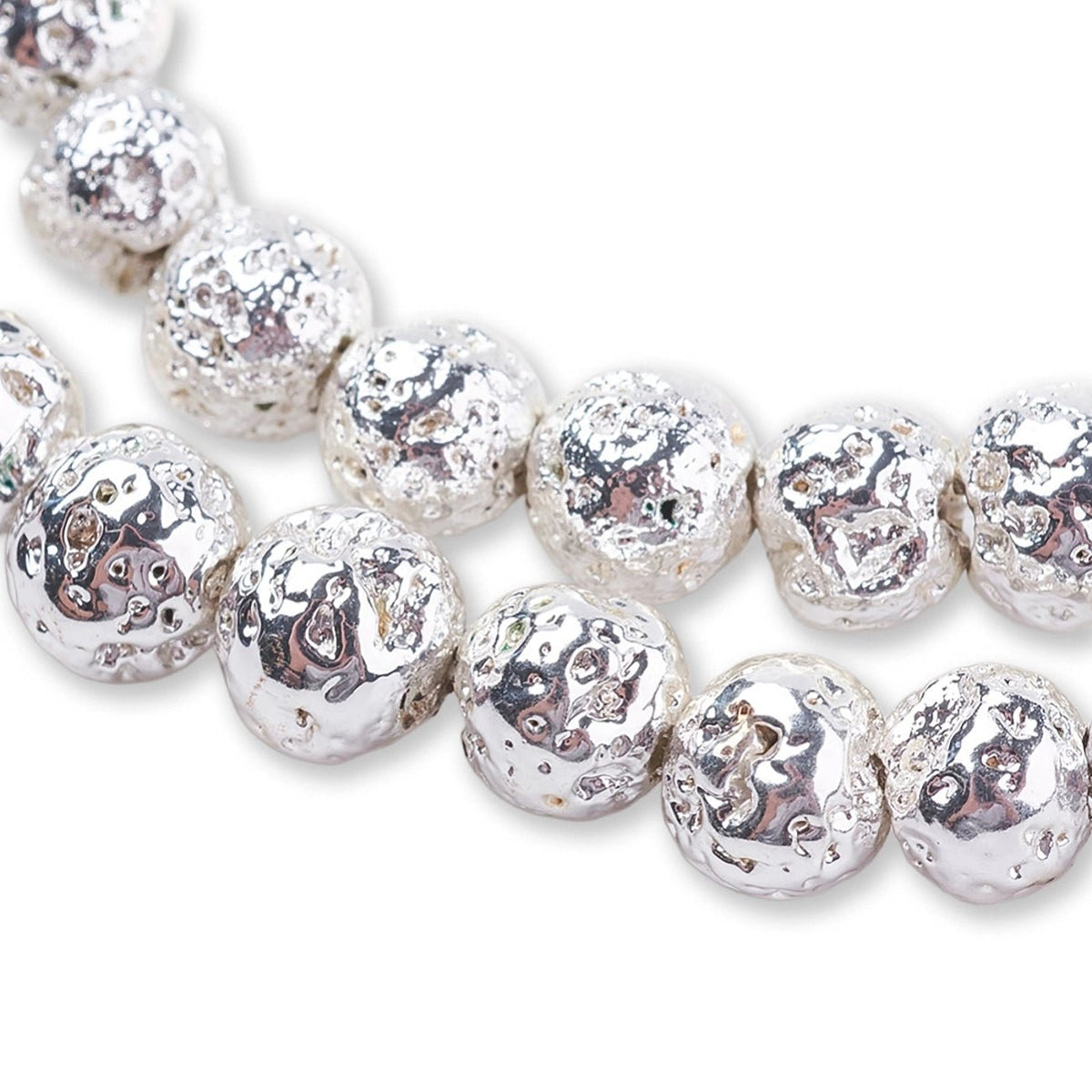 Lavastein - Perlen 6 mm - galvanisiert - Farbe Silber - PerlineBeads SA