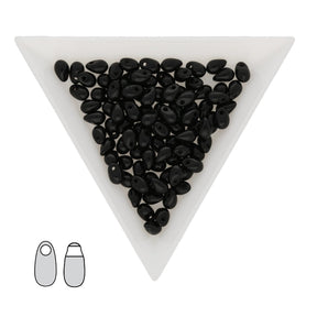 Long Drop Beads 3 x 5.5 mm - Black - PerlineBeads SA