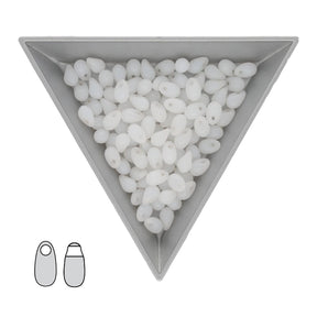 Long Drop Beads 3 x 5.5 mm - Opal White - PerlineBeads SA