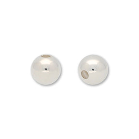 Metallperlen Silberfarben – Ø 7 mm – Grossloch (10 Stück) - PerlineBeads SA