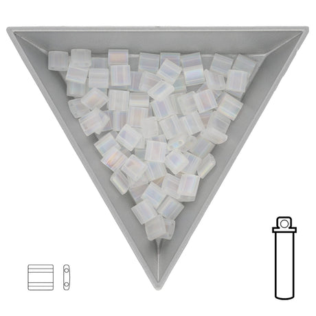 Miyuki Tila bead 5 mm - Matte Transparent Crystal AB - PerlineBeads SA