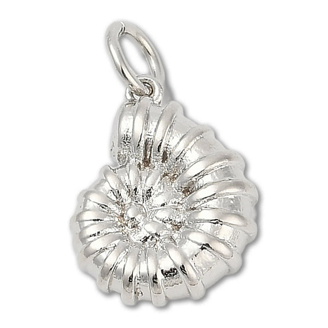 Muschel-Anhänger • Platinfarben • 14 x 11 mm - PerlineBeads SA