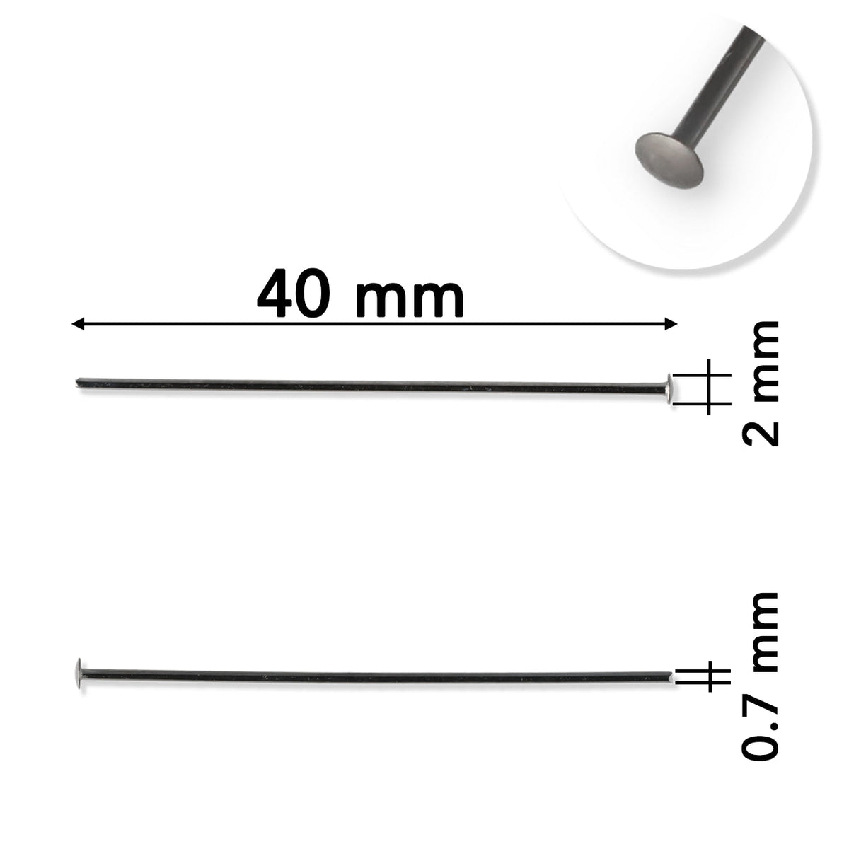 Nietstift • 40 mm • Farbe Gunmetal - PerlineBeads SA