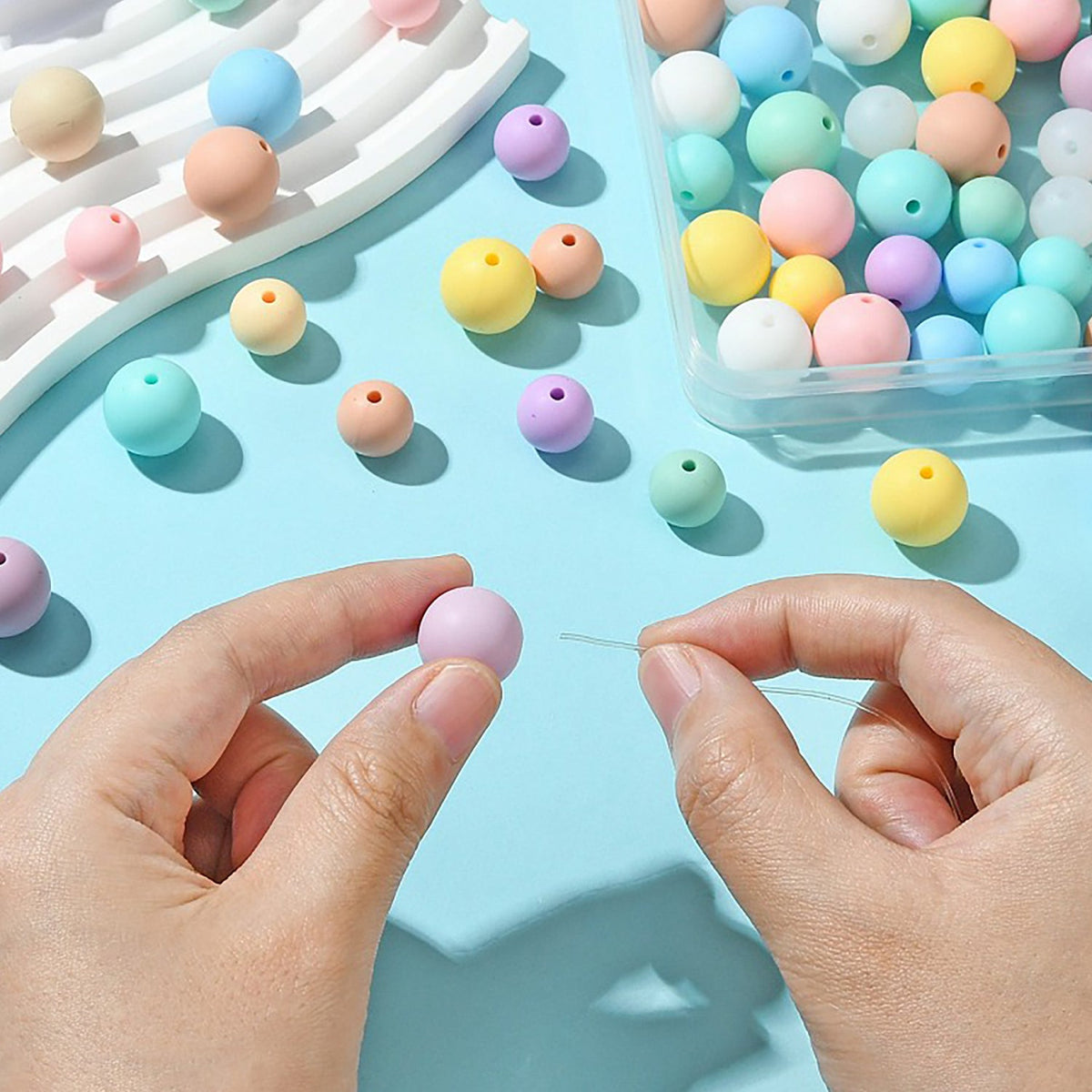 Pastell Perlenset – 90-teilig, 9 Farben - PerlineBeads SA