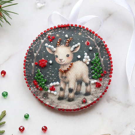 Perlen-Stickset Weihnachtsanhänger • Rentier & Christbaum - PerlineBeads SA