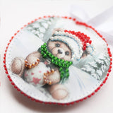 Perlen-Stickset Weihnachtsanhänger • Teddybär & Auto mit Tannenbaum - PerlineBeads SA