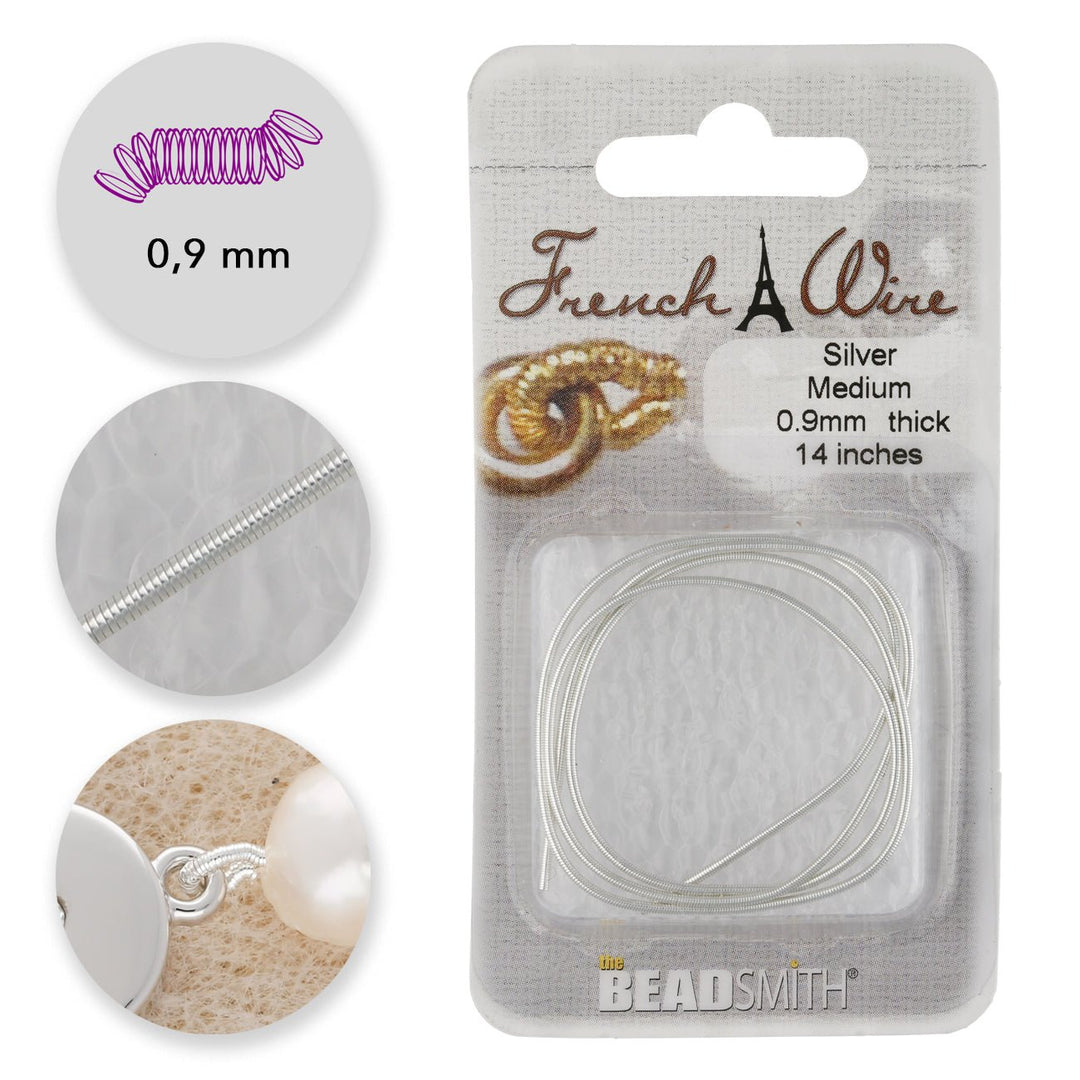 Perlspiraldraht (French Wire) 0,9 mm - Medium - Farbe Silber - PerlineBeads