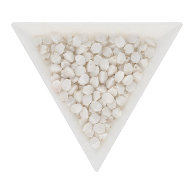 Pinch Bead 5x3 mm - Chalk White Luster - PerlineBeads SA