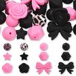 Pink & Schwarz Perlenset – Rosen, Schleifen & Leo-Print, 40-teilig - PerlineBeads SA