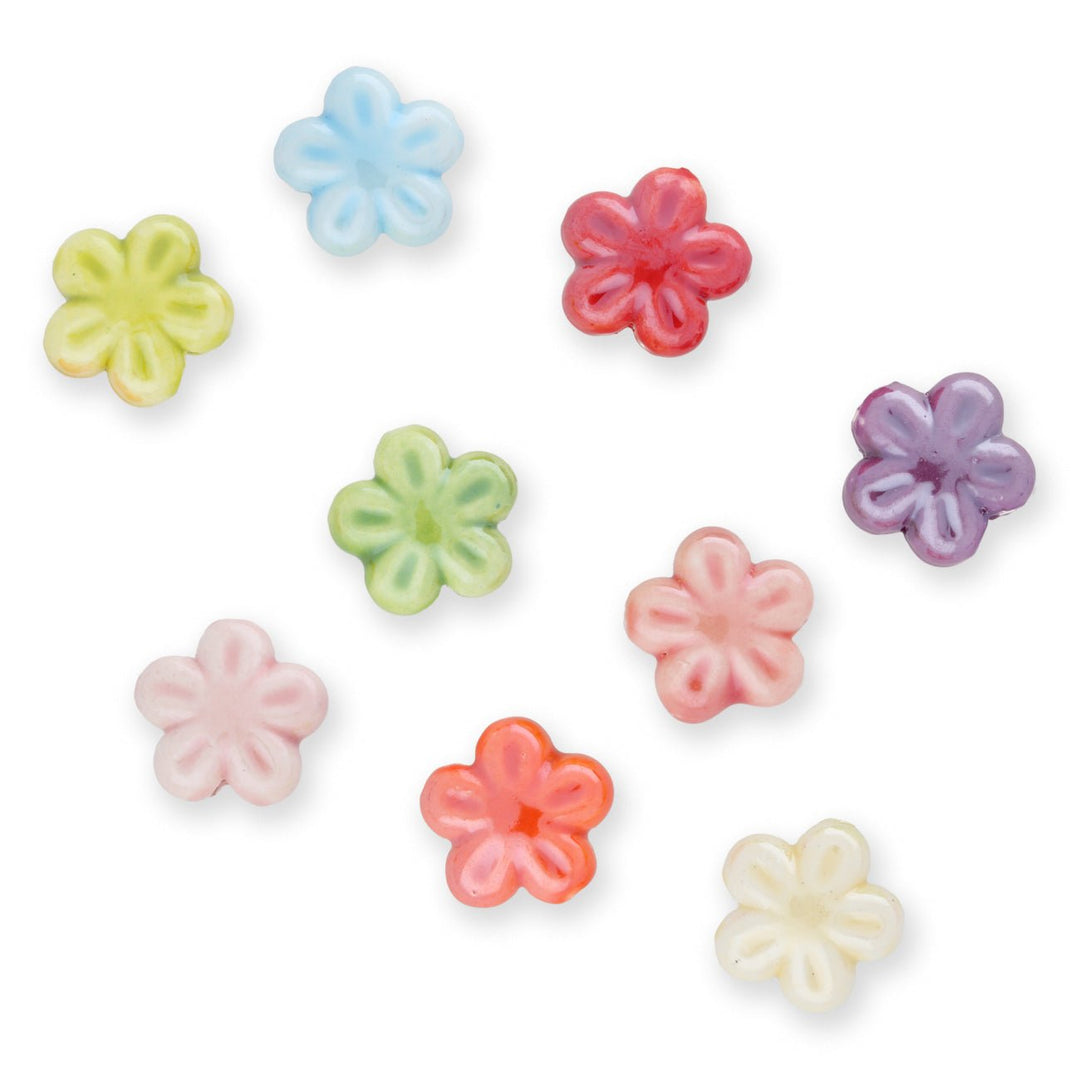 Porzellanperlen "Blumen" - bunte Mischung (5 Stk.) - PerlineBeads