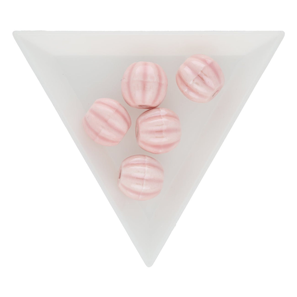 Porzellanperlen "Kürbisform" - Rosa (5 Stk.) - PerlineBeads