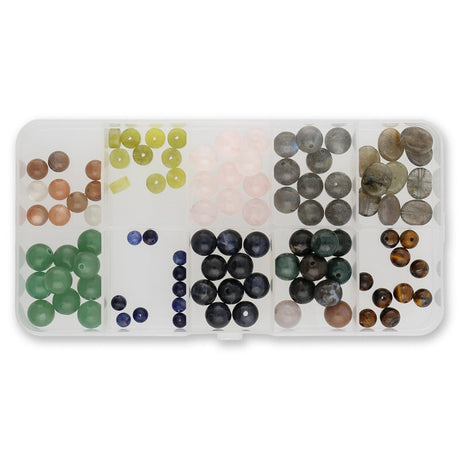 Probierset „Edelstein‑Vielfalt“ – 100 Naturstein‑Perlen für deine DIY‑Schmuckideen - PerlineBeads SA