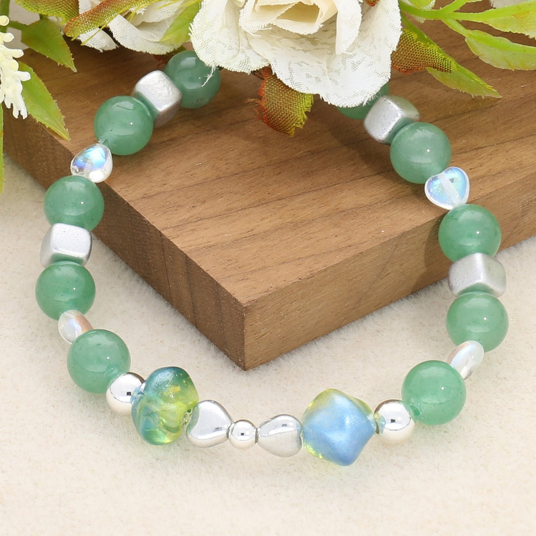 Recycelte Glasperlen "Organic Bicone" - Green & Blue - PerlineBeads SA