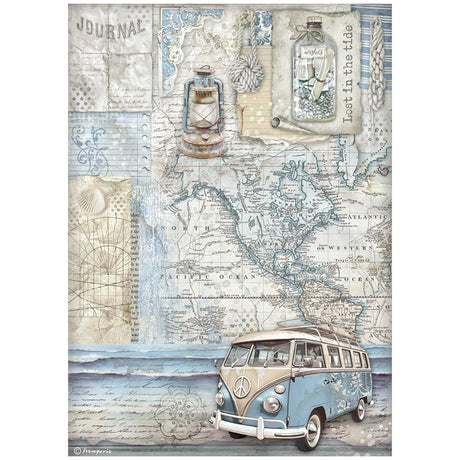 Reispapier - Decoupage "Silent Sea" - Minibus - A4 - PerlineBeads SA