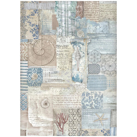 Reispapier - Decoupage "Silent Sea" - Textur - A4 - PerlineBeads SA