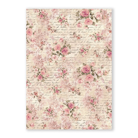 Reispapier "Shabby Rose" Backgrounds - A6 - 8 Motive - PerlineBeads SA