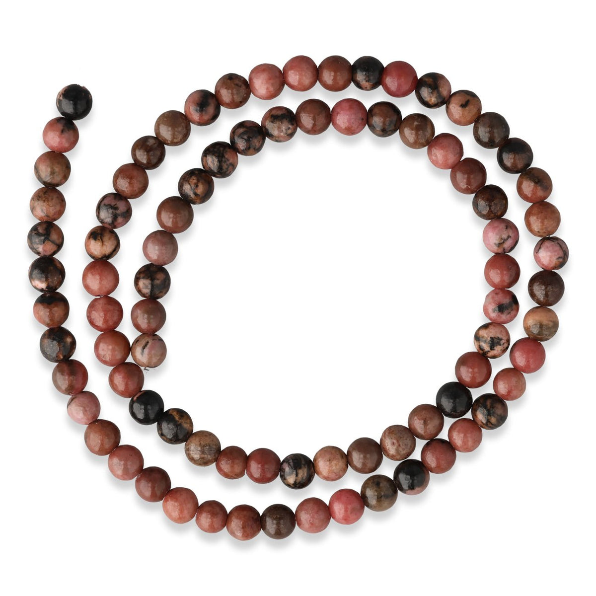 Rhodonit Perlen mit Matrix · rund · 4 mm - PerlineBeads SA