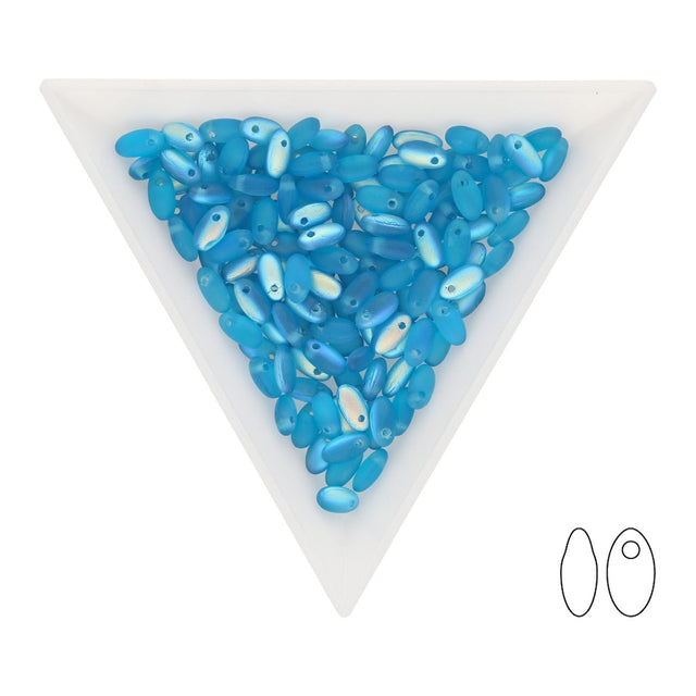 Rizo Glasperlen - 2,5 x 6 mm - Aqua AB Matted - PerlineBeads SA