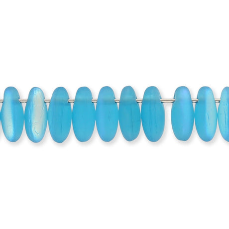 Rizo Glasperlen - 2,5 x 6 mm - Aqua AB Matted - PerlineBeads SA
