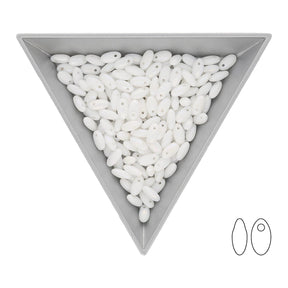 Rizo Glasperlen - 2,5 x 6 mm - Chalk White Luster - PerlineBeads SA