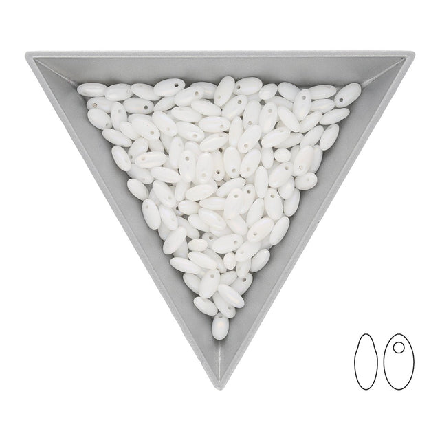 Rizo Glasperlen - 2,5 x 6 mm - Chalk White Luster - PerlineBeads SA