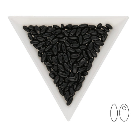 Rizo Glasperlen - 2,5 x 6 mm - Jet - PerlineBeads SA