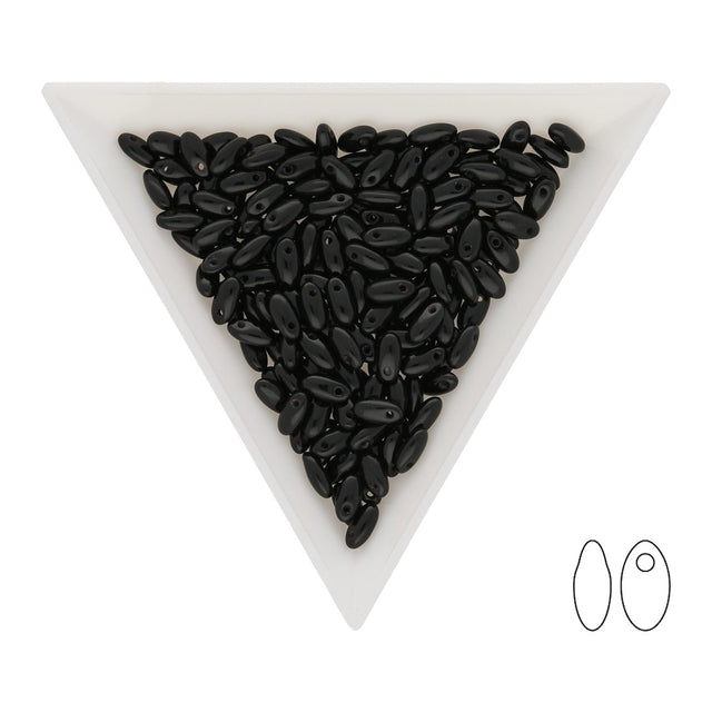 Rizo Glasperlen - 2,5 x 6 mm - Jet - PerlineBeads SA