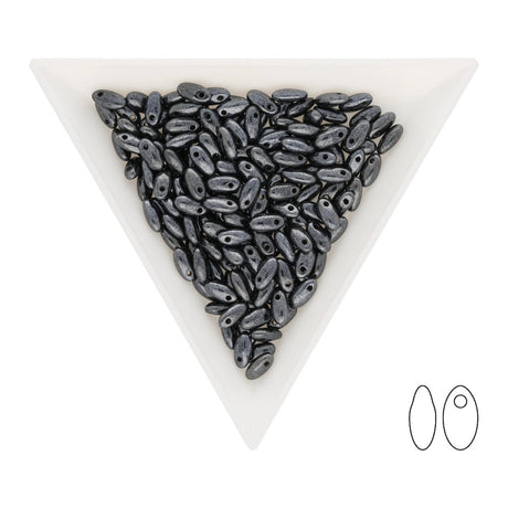 Rizo Glasperlen - 2,5 x 6 mm - Jet Hematite - PerlineBeads SA