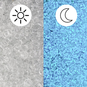Rocailles-Perlen Toho 11/0 • Glow in the Dark • Crystal/Glow Blue - PerlineBeads SA