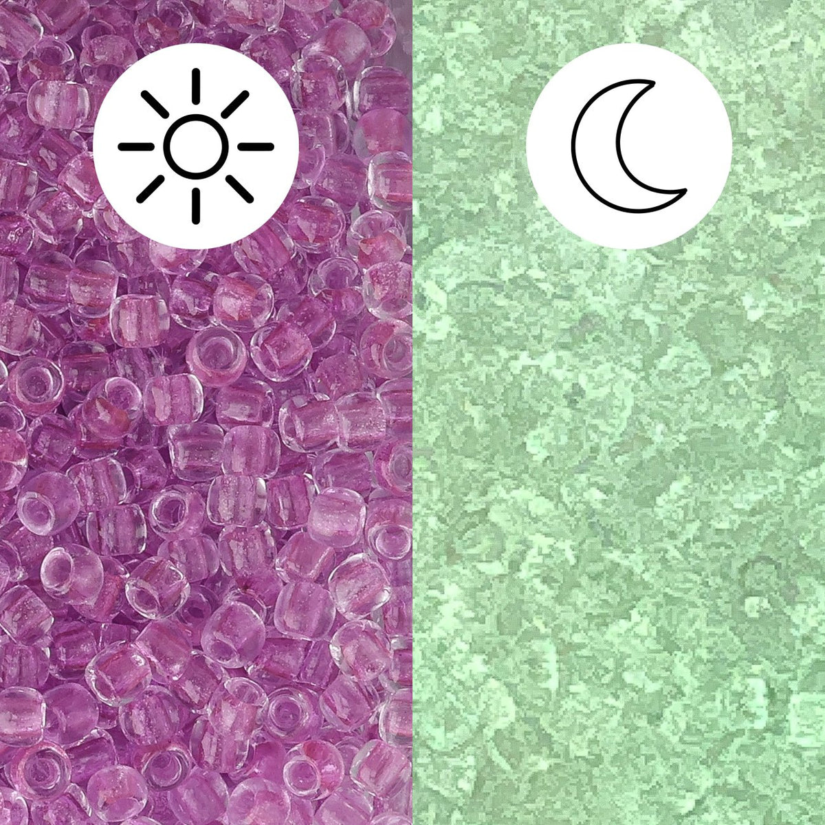 Rocailles-Perlen Toho 11/0 • Glow in the Dark • Dark Pink/Green Pink - PerlineBeads SA