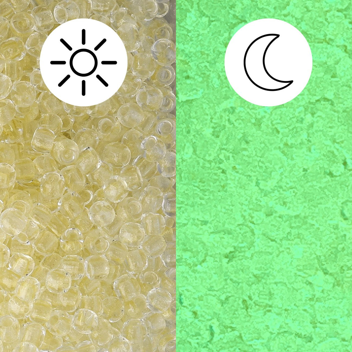Rocailles-Perlen Toho 11/0 • Glow in the Dark • Yellow/Bright Green - PerlineBeads SA