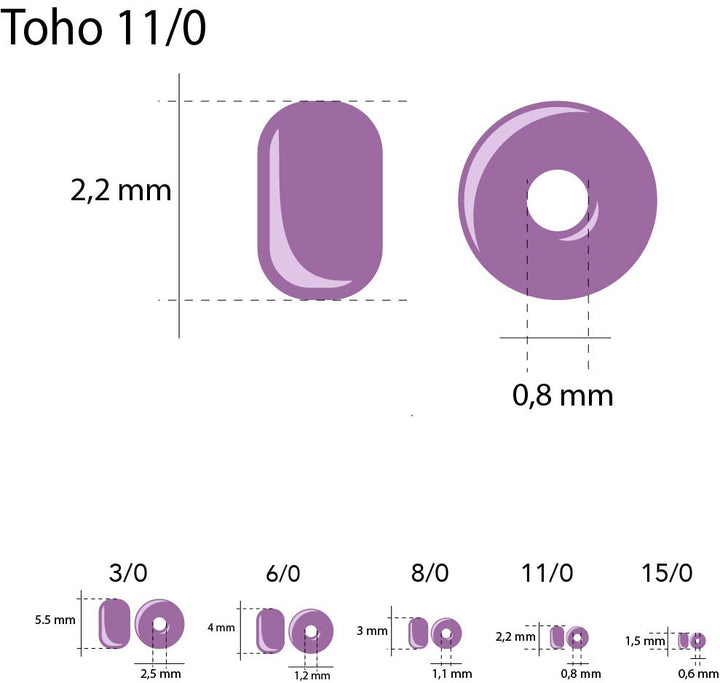 Rocailles - Perlen Toho 11/0 – Inside - Color Gray/Magenta - Lined - PerlineBeads SA