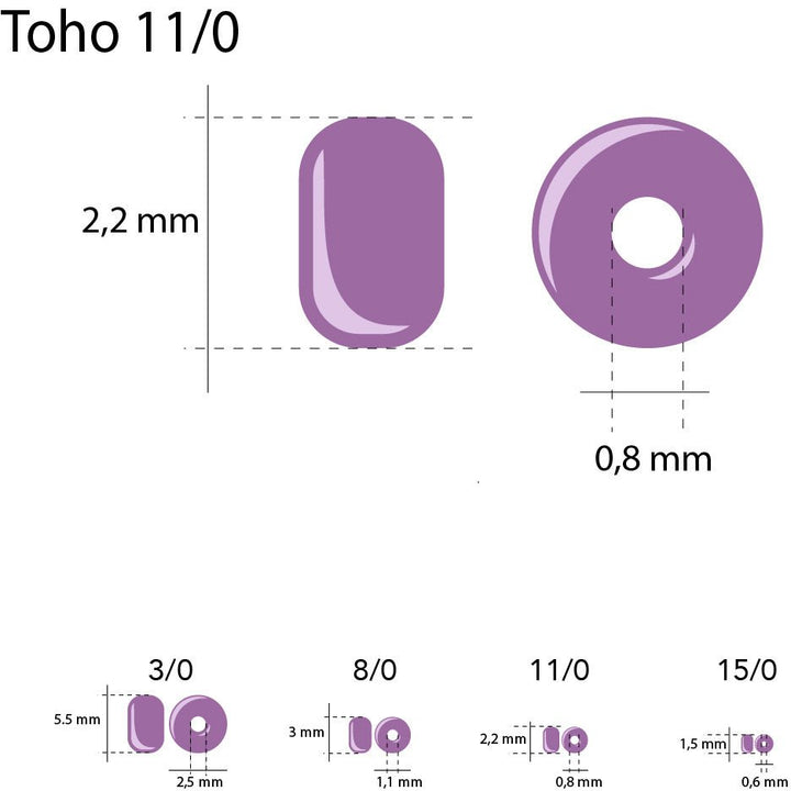 Rocailles - Perlen Toho 11/0 – Matte - Color Opaque - Rainbow White - PerlineBeads SA