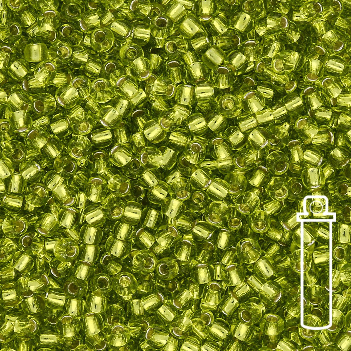 Rocailles - Perlen Toho 11/0 – Silver - Lined Lime Green - PerlineBeads