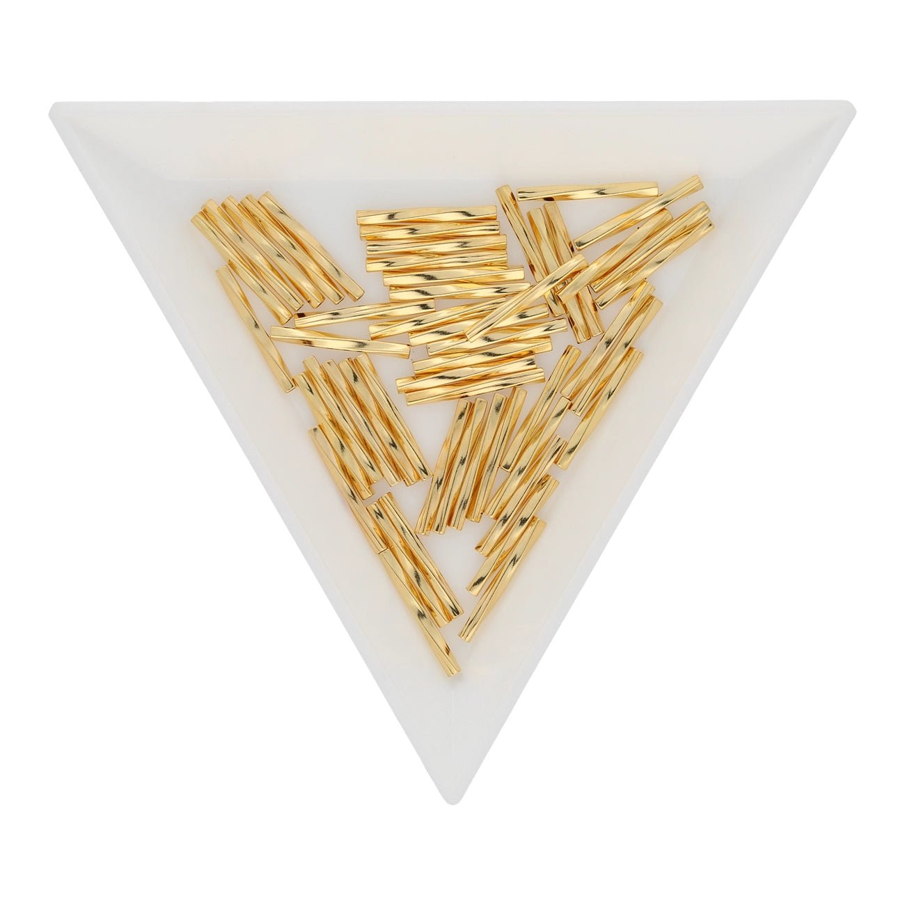 Rohrperle aus Metall, verdreht - 13 mm - Farbe Gold (± 50 Stk.) - PerlineBeads SA