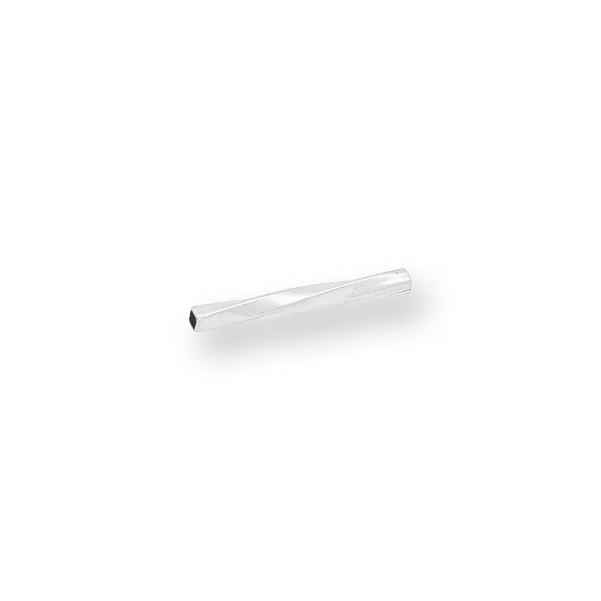 Rohrperle aus Metall, verdreht - 13 mm - Farbe Silber (± 50 Stk.) - PerlineBeads SA
